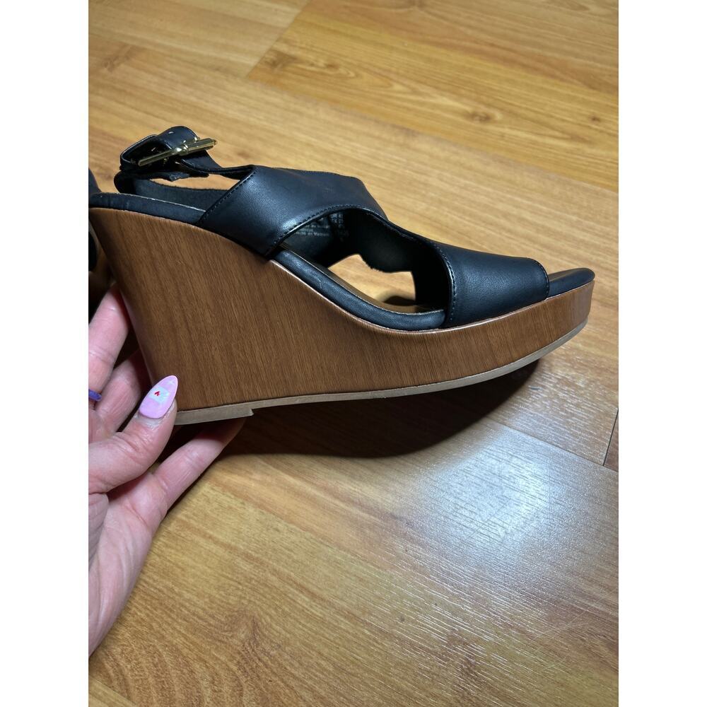 American Eagle Tansy Black Wedge Heels size 8 slingback open toe boho chic - Picture 4 of 6